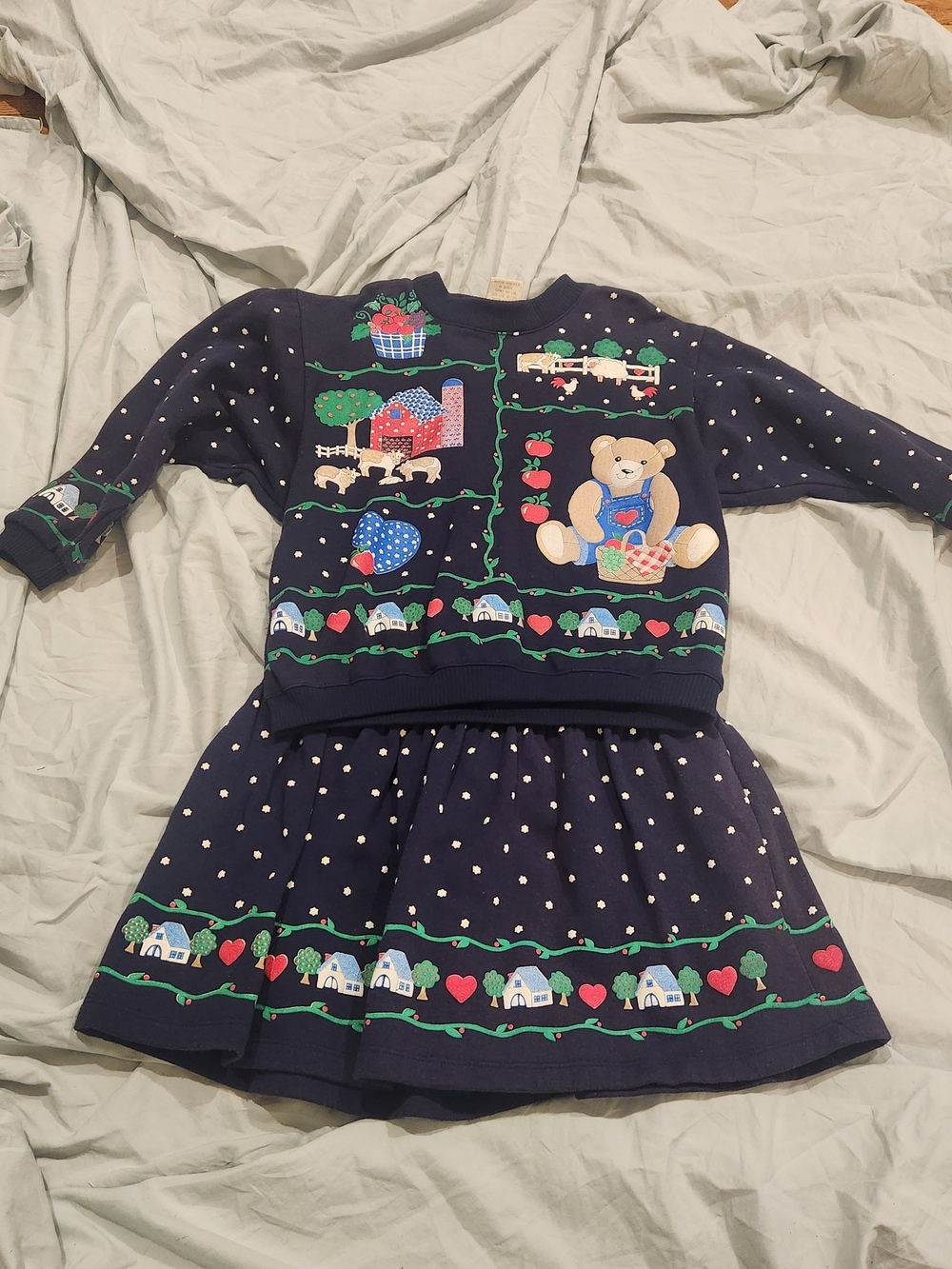 Spumoni San Francisco Girls 2pc Fleece Sweatshirt & Skirt Set Blue Sz 6